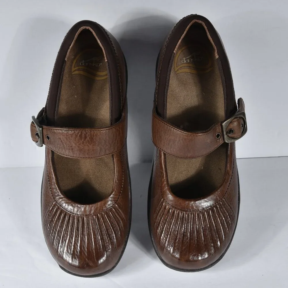 Dansko Kitty Brown Mary Jane Clogs size 38 excellent - Picture 5 of 5